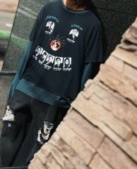 Character Smiley Face Combo Print Washed Version Tee 28756300