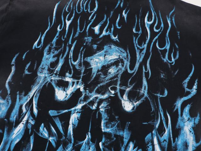 Sinister Flame Rhinestone Print Washed Version Tee 28748595