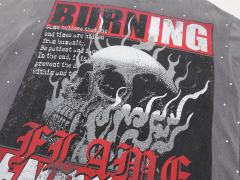 Skull Newspaper Rhinestone Print Washed Version Tee 2 colors 28748592