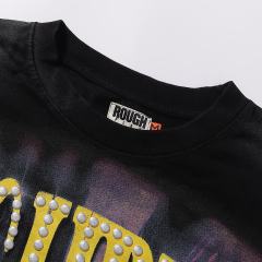 Street Corner Skull Silver Hot Stamping Print Washed Version Long Sleeve T-Shirt 28758378