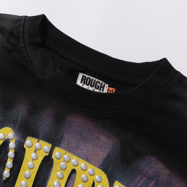 Street Corner Skull Silver Hot Stamping Print Washed Version Long Sleeve T-Shirt 28758378