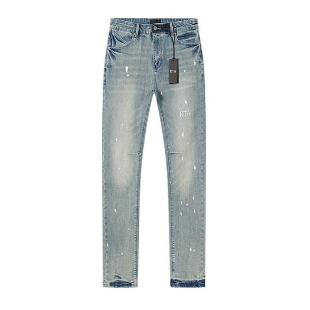 White Splatter-Print Jeans 28750159
