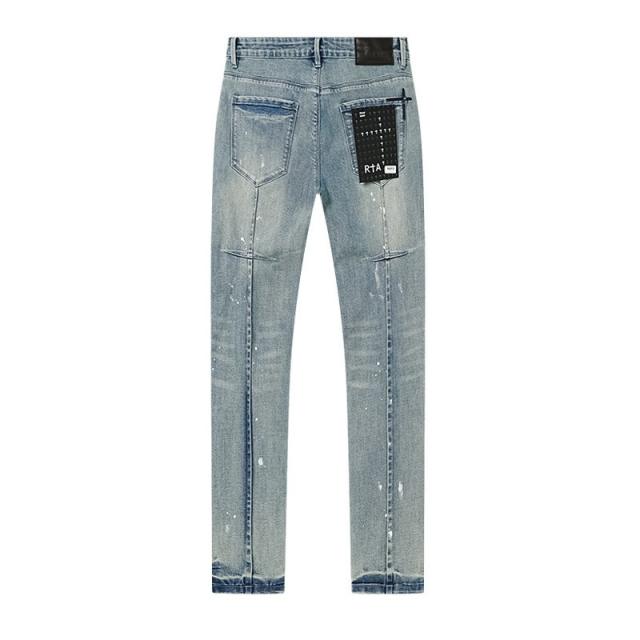 White Splatter-Print Jeans 28750159
