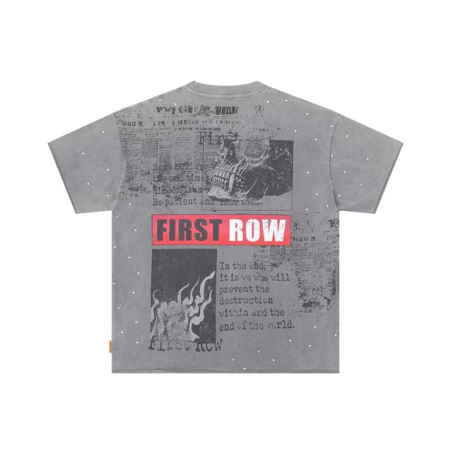 Skull Newspaper Rhinestone Print Washed Version Tee 2 colors 28748592