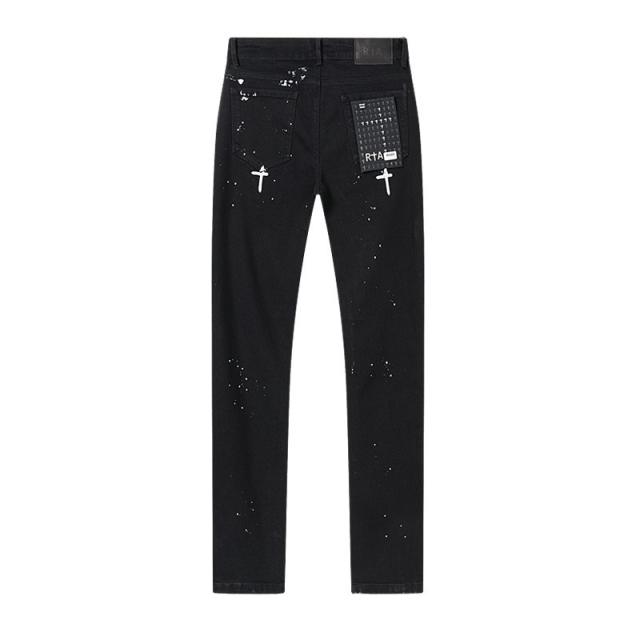 Ink-Splattered Ripped Jeans 28750109