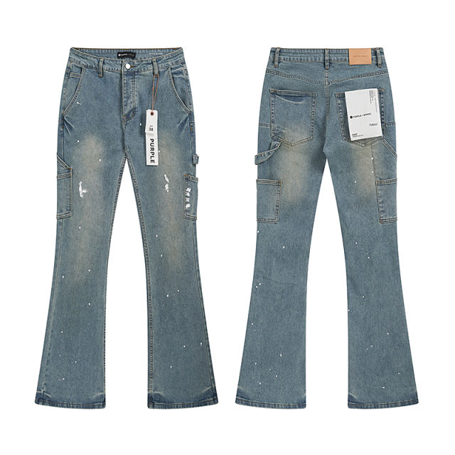 White Splatter-Print Flared Jeans 28678943