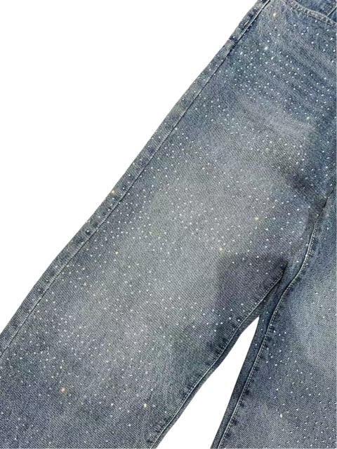 1:1 quality version Front Starry Sky Hot-fix Rhinestone Straight Leg Jeans 28761319