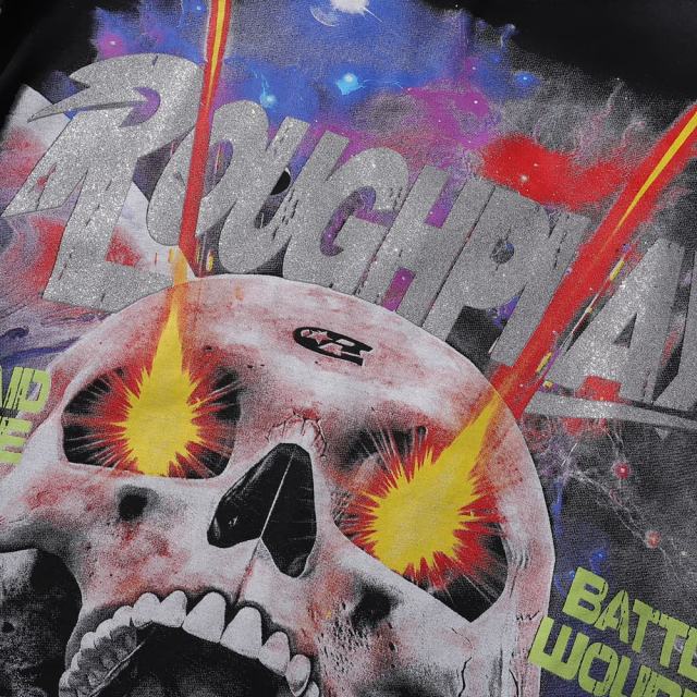 Cosmic Ray Skull Print Washed Version Long Sleeve T-Shirt 28758386