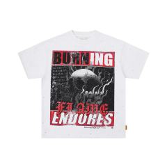 Skull Newspaper Rhinestone Print Washed Version Tee 2 colors 28748592