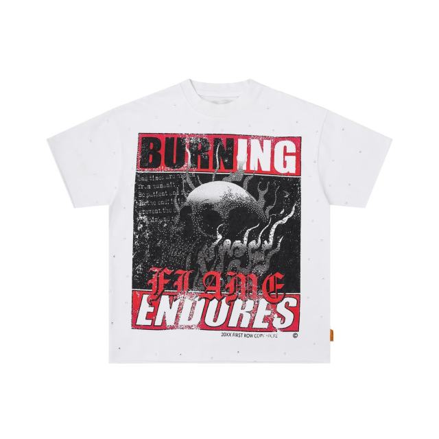 Skull Newspaper Rhinestone Print Washed Version Tee 2 colors 28748592