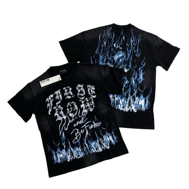 Sinister Flame Rhinestone Print Washed Version Tee 28748595