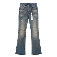 Vintage-Style Distressed Flared Jeans 28680580