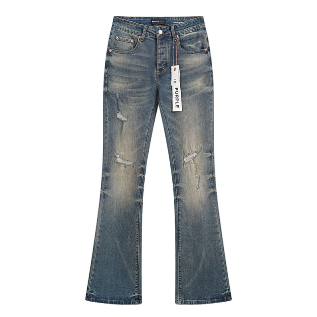 Vintage-Style Distressed Flared Jeans 28680580
