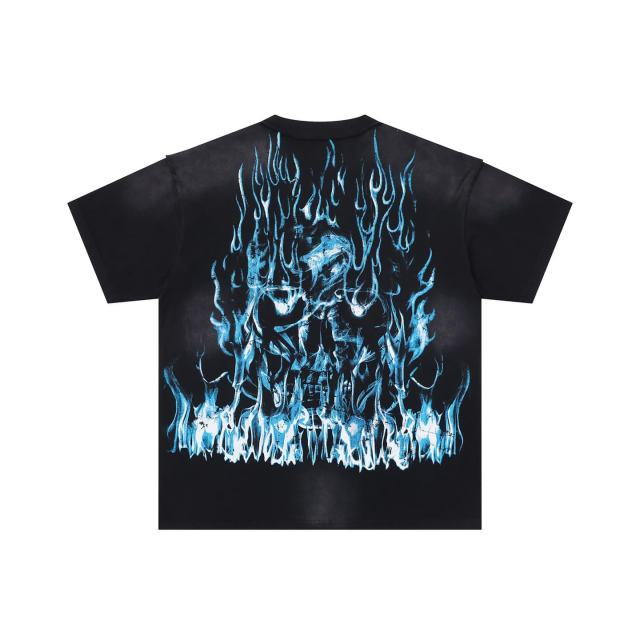 Sinister Flame Rhinestone Print Washed Version Tee 28748595