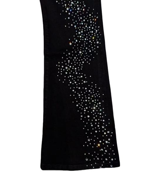 1:1 quality version Wavy Zigzag Fine Rhinestone Embellishment Jeans 28761316