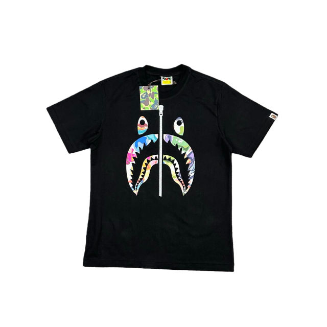 1:1 quality version Artistic Camouflage Shark Mouth Zipper Print Tee 2 colors 28746635