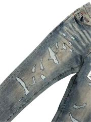 1:1 quality version Irregular Rips Distressing Washed Jeans 28761306