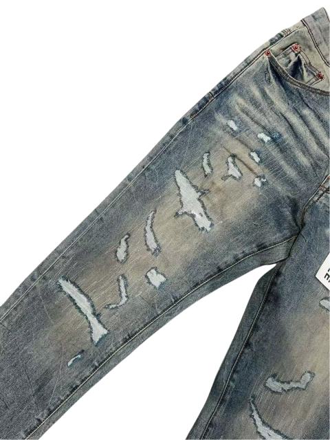 1:1 quality version Irregular Rips Distressing Washed Jeans 28761306