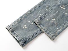 Embroidered Letter Splatter-Print Jeans 28750111