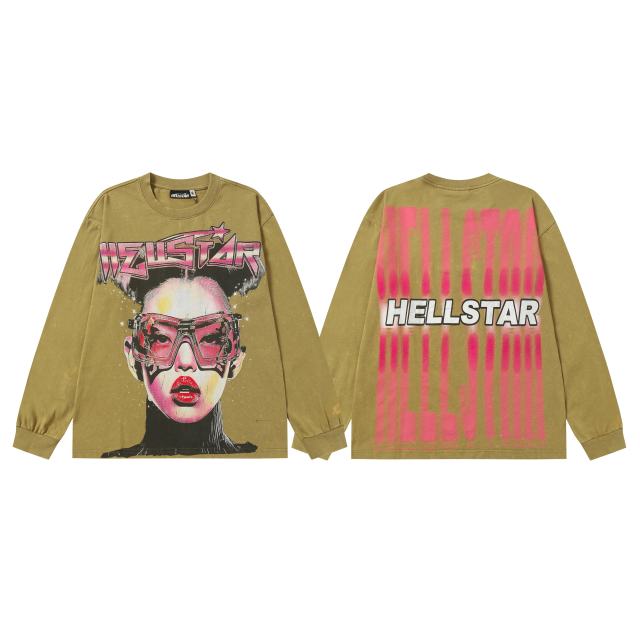 Portrait Print Washed Version Long Sleeve T-Shirt 2 colors 28713164