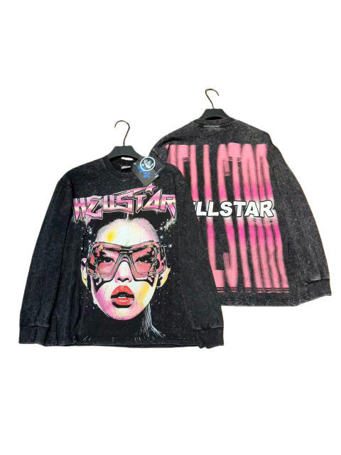 Portrait Print Washed Version Long Sleeve T-Shirt 2 colors 28713164