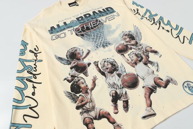 Angel Children Basketball Game Print Long Sleeve T-Shirt 2 colors 28704410