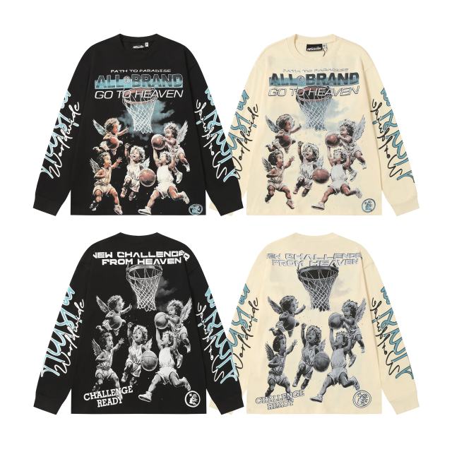 Angel Children Basketball Game Print Long Sleeve T-Shirt 2 colors 28704410