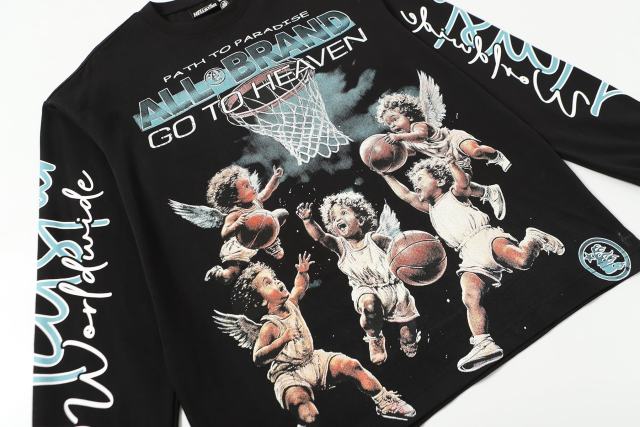 Angel Children Basketball Game Print Long Sleeve T-Shirt 2 colors 28704410