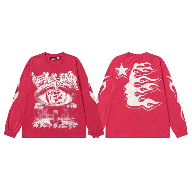 Devil's Eye Print Washed Version Long Sleeve T-Shirt 2 colors 28709905