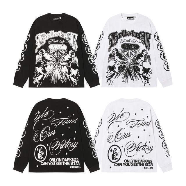Seven-point Star Angel Print Long Sleeve T-Shirt 2 colors 28704408