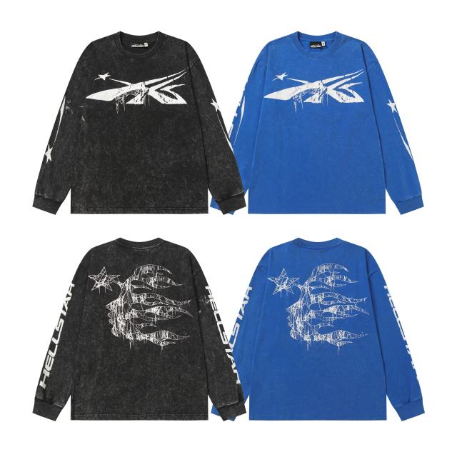 Spider Silk Logo Print Washed Version Long Sleeve T-Shirt 2 colors 28709938