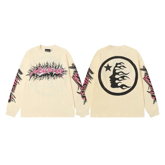 Pink Logo Black Flame Print Long Sleeve T-Shirt 2 colors 28704411
