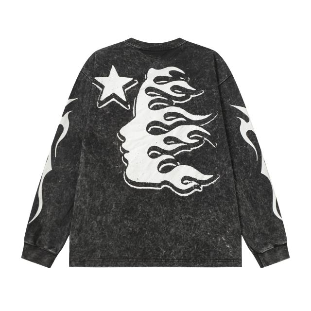 Devil's Eye Print Washed Version Long Sleeve T-Shirt 2 colors 28709905