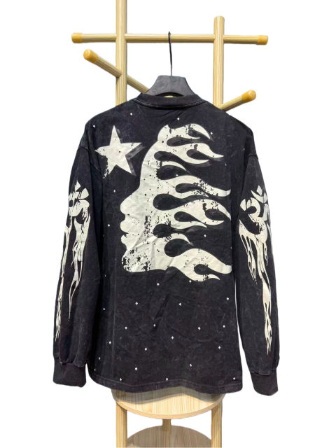 Logo Print Washed Version Long Sleeve T-Shirt 2 colors 28709894