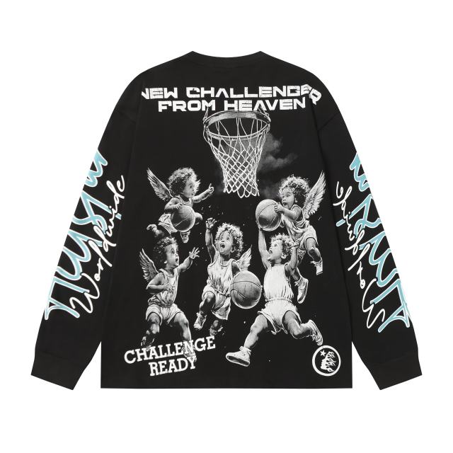 Angel Children Basketball Game Print Long Sleeve T-Shirt 2 colors 28704410