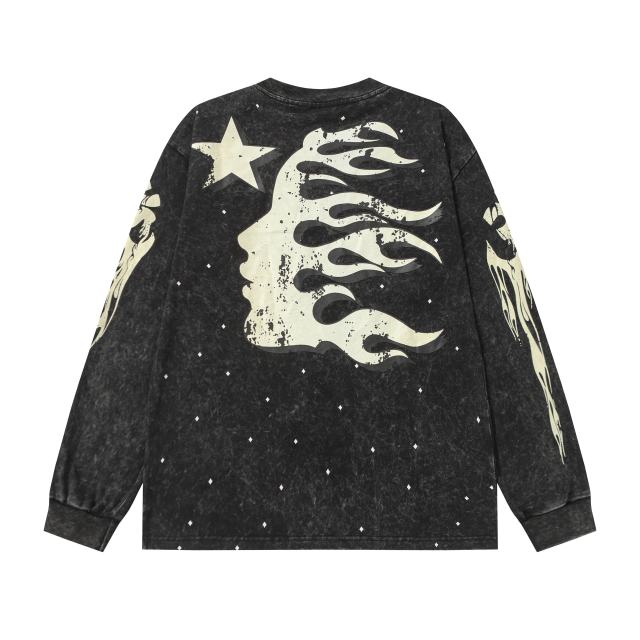 Logo Print Washed Version Long Sleeve T-Shirt 2 colors 28709894