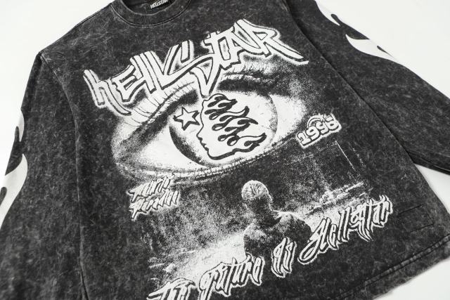 Devil's Eye Print Washed Version Long Sleeve T-Shirt 2 colors 28709905