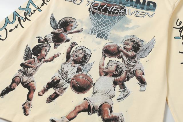 Angel Children Basketball Game Print Long Sleeve T-Shirt 2 colors 28704410