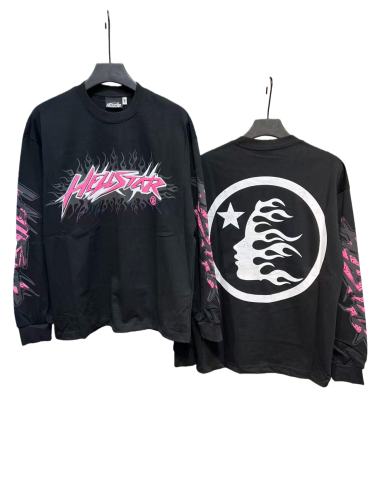 Pink Logo Black Flame Print Long Sleeve T-Shirt 2 colors 28704411