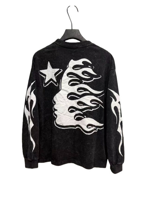 Devil's Eye Print Washed Version Long Sleeve T-Shirt 2 colors 28709905