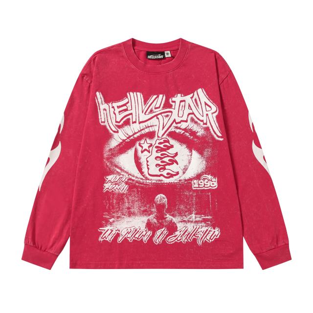 Devil's Eye Print Washed Version Long Sleeve T-Shirt 2 colors 28709905