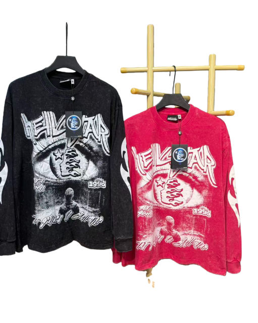 Devil's Eye Print Washed Version Long Sleeve T-Shirt 2 colors 28709905