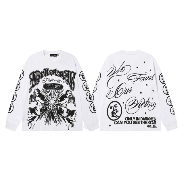 Seven-point Star Angel Print Long Sleeve T-Shirt 2 colors 28704408
