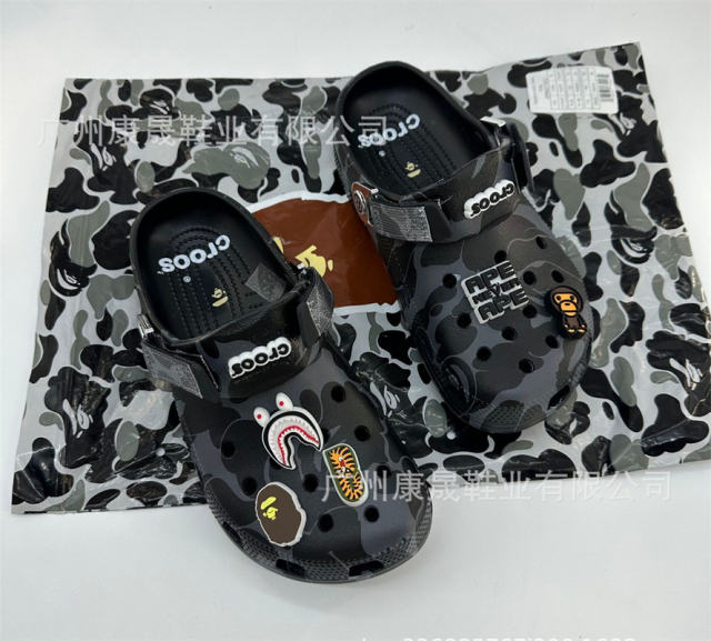 Bape x Cro*s Clogs Camo Sandals Men Women Size 4-11 Black