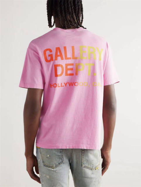 1:1 Quality Pocket Gradient Letter Pink T-shirt