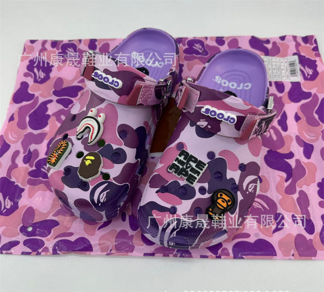 Bape x Cro*s Clogs Camo Sandals Men Women Size 4-11 Purple