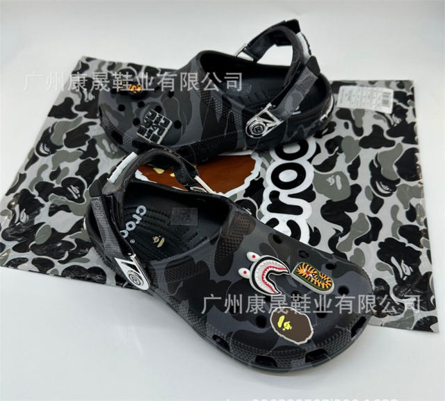 Bape x Cro*s Clogs Camo Sandals Men Women Size 4-11 Black