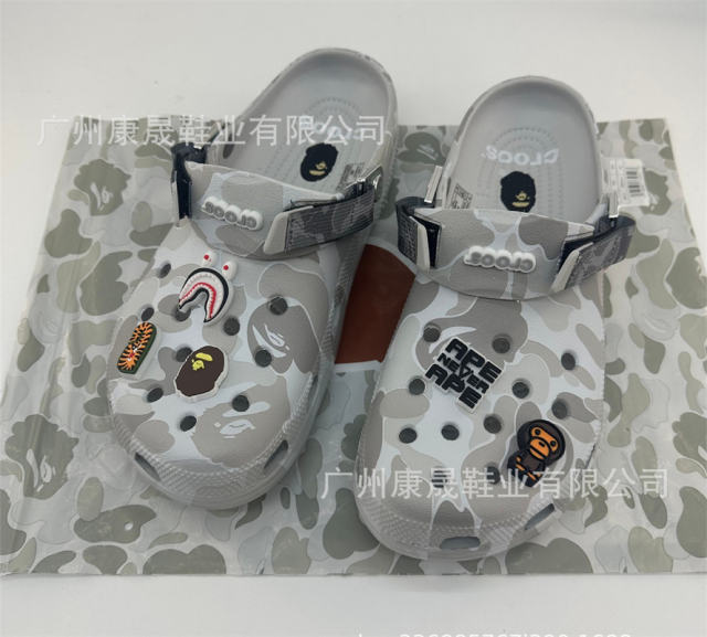 Bape x Cro*s Clogs Camo Sandals Men Women Size 4-11 Gray