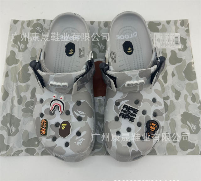 Bape x Cro*s Clogs Camo Sandals Men Women Size 4-11 Gray