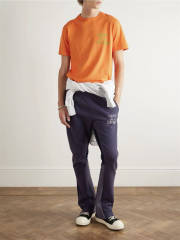 1:1 Top Quality Navy Blue French Letter Patchwork Pants